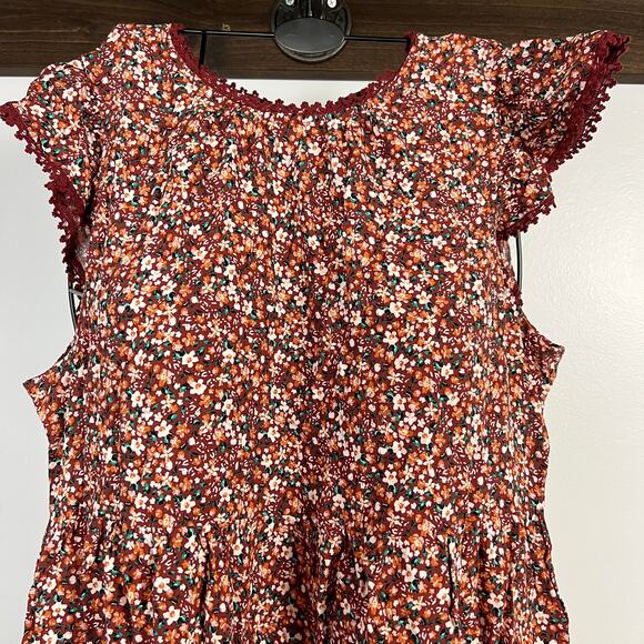 Wild Fable Women's Brown Floral Flutter Short Sleeve Trapeze Dress - Med - NWT - Picture 9 of 10